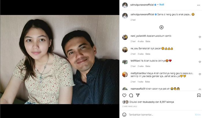Potret Sahrul Gunawan bersama putrinya.