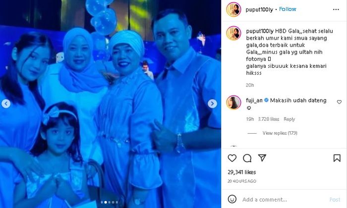 Foto Keluarga Puput dan keluarga Faisal di ulang tahun Gala Sky.