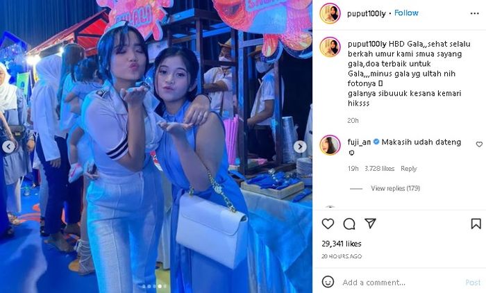 Foto Fuji dan Chika yang hadir di ulang tahun Gala Sky.