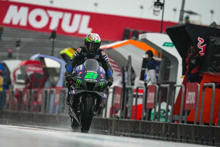 Pembalap Monster Energy Yamaha, Franco Morbidelli pada sesi latihan bebas MotoGP Belanda 2022, Jumat (24/6/2022)
