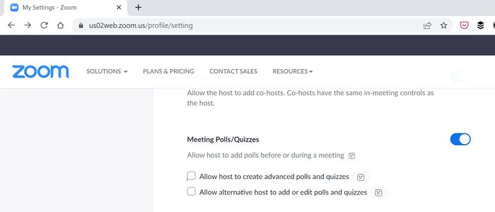 Pilihan polling harus diaktifkan dulu dari akun Admin Zoom