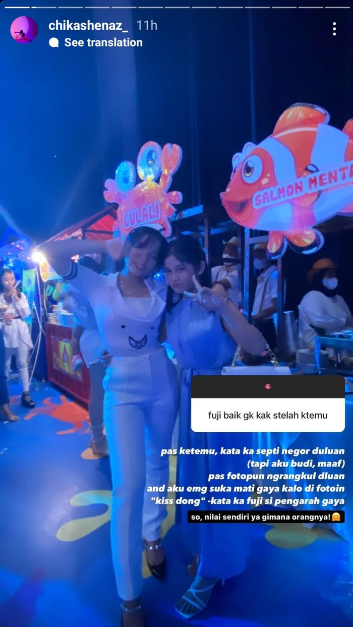 Postingan Chika bagikan cerita pertemuannya dengan Fuji di pesta ulang tahun Gala Sky.
