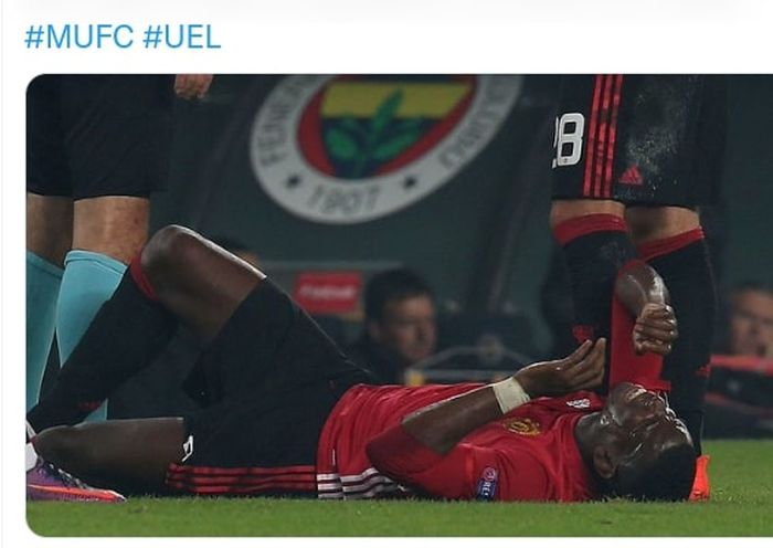 Paul Pogba saat mengalami cedera ketika masih memperkuat Manchester United.