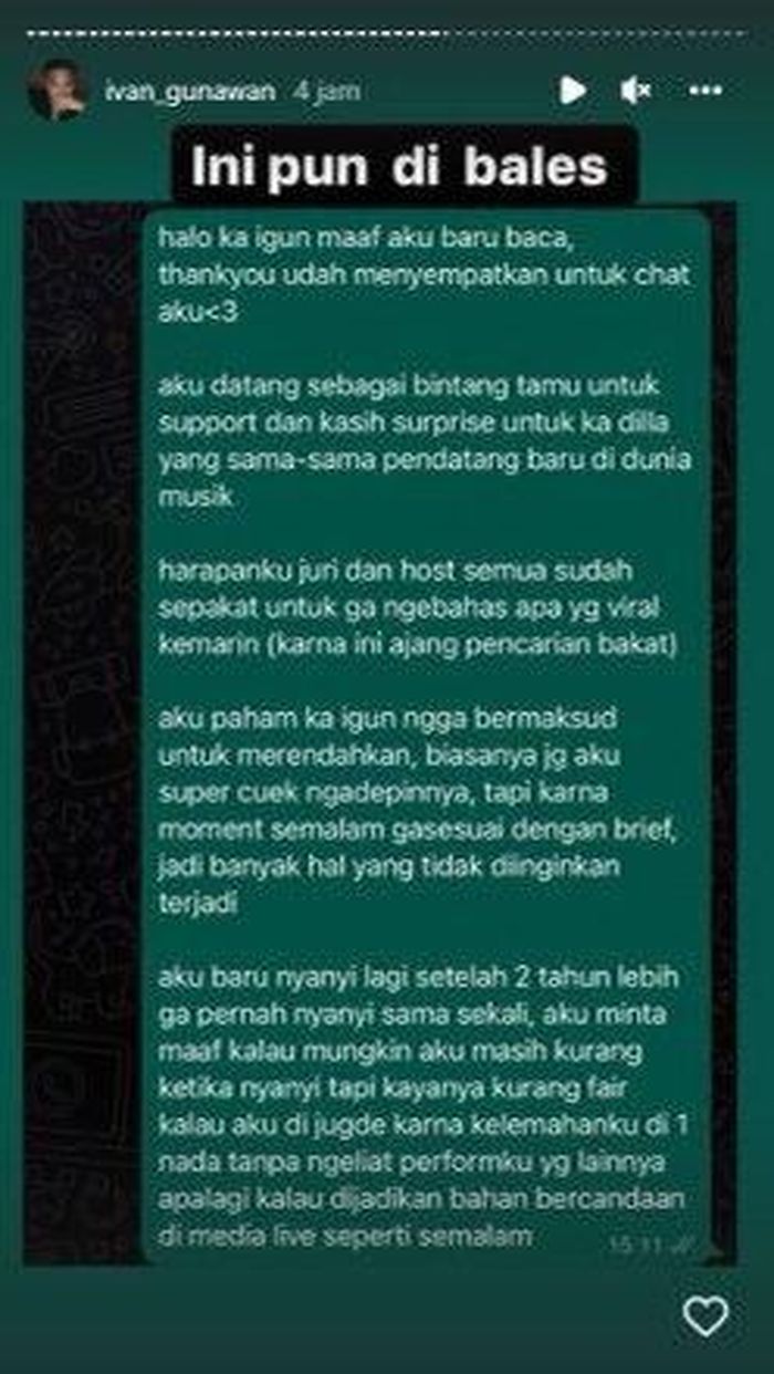 Balasan Keisya ke Ivan Gunawan