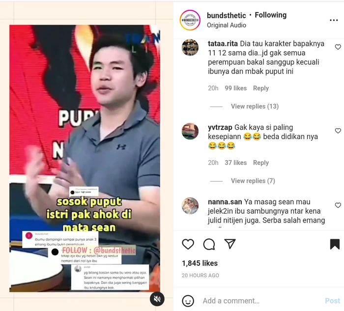 Pernyataan Nicholas Sean soal Puput Nastiti Devi istri Ahok