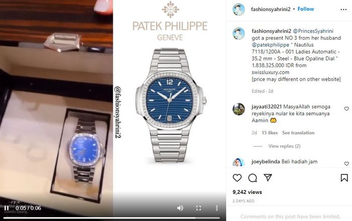 Jam tangan kado Reino untuk Syahrini