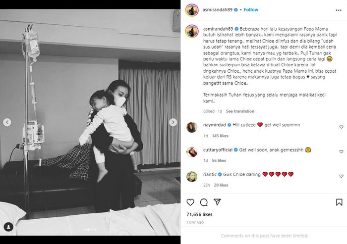 Momen anak Asmirandah masuk rumah sakit.