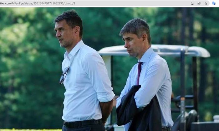 Dua sosok mantan direktur teknik AC Milan, Paolo Maldini (kiri) dan Ricky Massara (kanan), resmi dipecat.