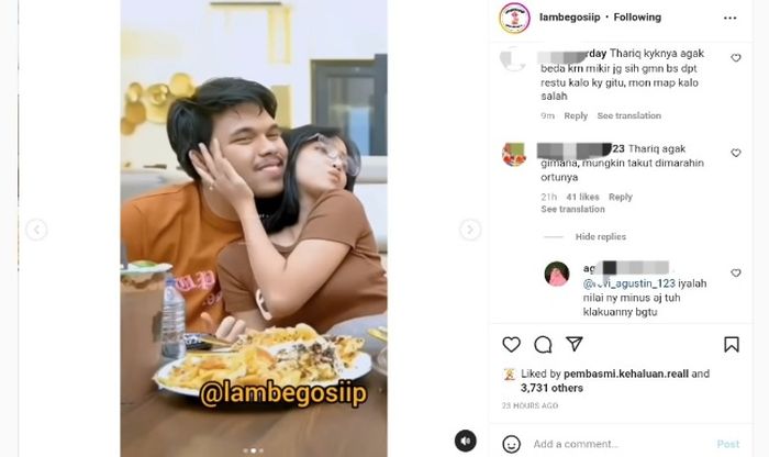 Tunjukkan gelagat tak nyaman dipeluk Fuji, netizen sebut Thariq Halilintar khawatirkan soal restu Gen Halilintar