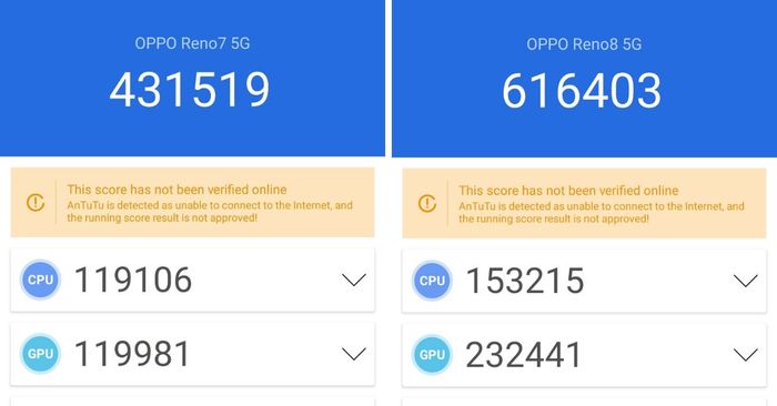 Perbedaan Performa OPPO Reno7 5G (kiri) dan OPPO Reno8 5G (kanan)