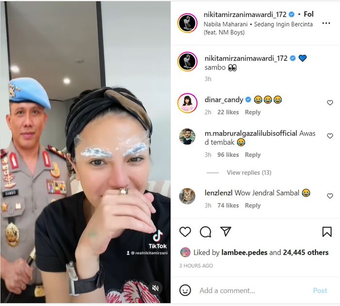 Pasca Isu Dibekingi FS, Nikita Mirzani Pamer Video Bareng 'Ferdy Sambo