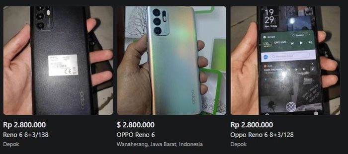 harga second oppo reno 6 4g