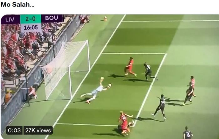 Momen Mohamed Salah gagal mencetak gol ke gawang Bournemouth.