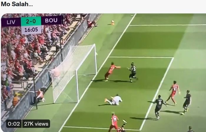 Momen Mohamed Salah gagal mencetak gol ke gawang Bournemouth.