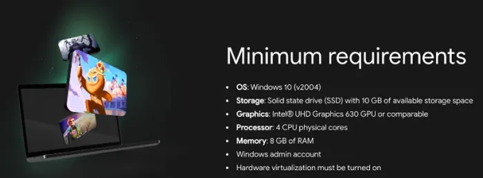 Spesifikasi minimum PC untuk menjalankan Google Play Games