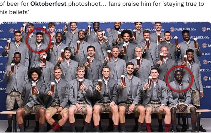 Sadio Mane tidak memegang gelas bir dalam sesi foto Bayern Muenchen.