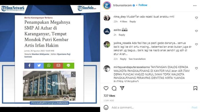 Potret megahnya sekolah putri kembar Irfan Hakim.