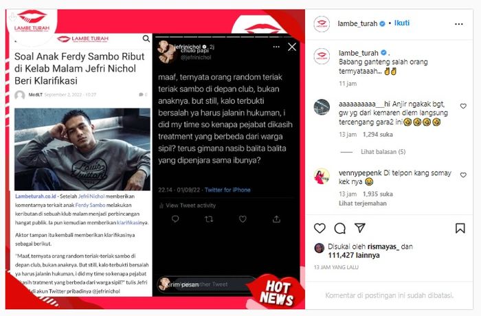 Padahal Sembat Lontarkan Sindiran Soal Anak Ferdy Sambo yang Kepegok di