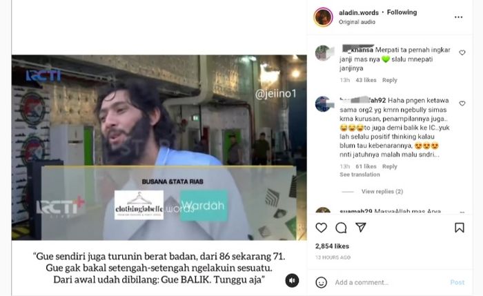 Aldebaran yang dikabarkan hilang jasadnya (Instagram)