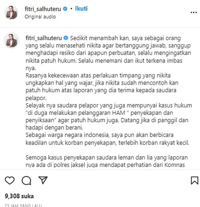 Fitri Salhuteru ungkap kekecewaan Nikita Mirzani