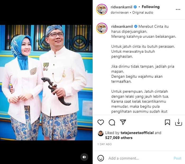 Ridwan Kamil dan Atalia Praratya
