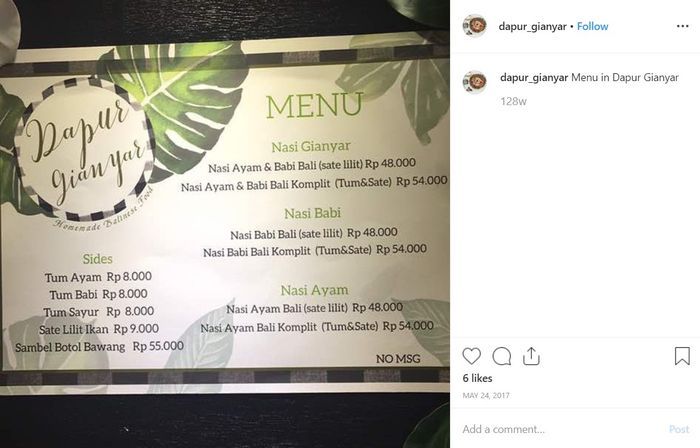 Menu Dapur Gianyar