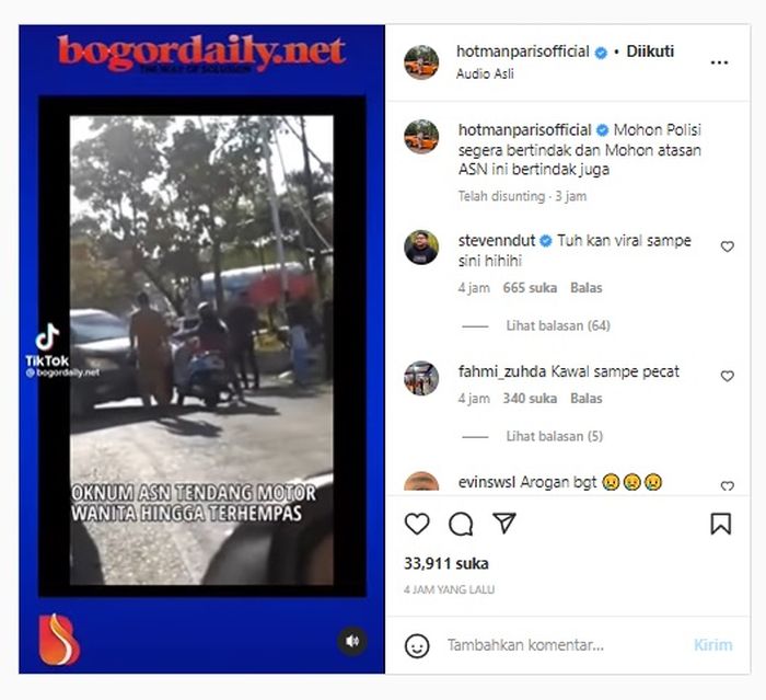 Viral Video ASN Tendang Motor Wanita Sampai Nyusruk Sambil Petantang ...