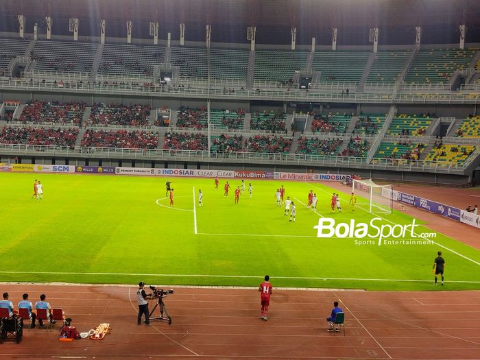 Laga timnas U-19 Indonesia Vs Timor Leste di grup F Kualifikasi Piala Asia U-20 2023 di Stadion Gelora Bung Tomo, Surabaya, Rabu (14/9/2022).