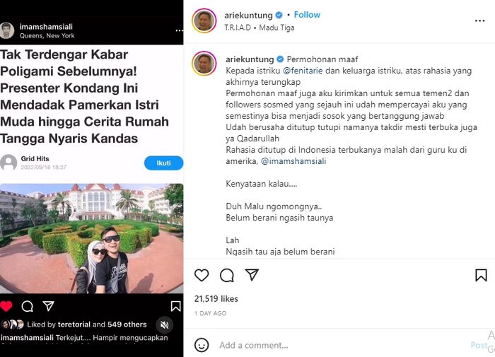 Arie Untung jawab isu poligamj