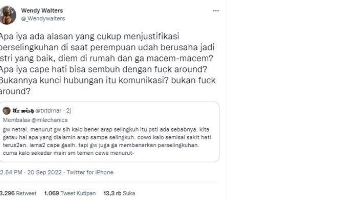 Wendy Walters cuitkan perselingkuhan