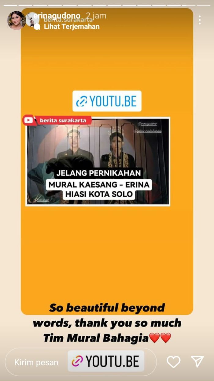 Erina Gudono beri tanggapan tentang lukisan mural Kaesang Pangarep dan Erina Gudono.