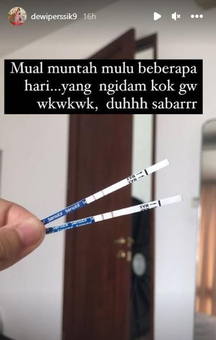 Dewi Perssik pamer tespek hasil kehamilan