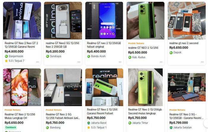 Tokopedia での 2 番目の Realme GT Neo 2 5G の価格