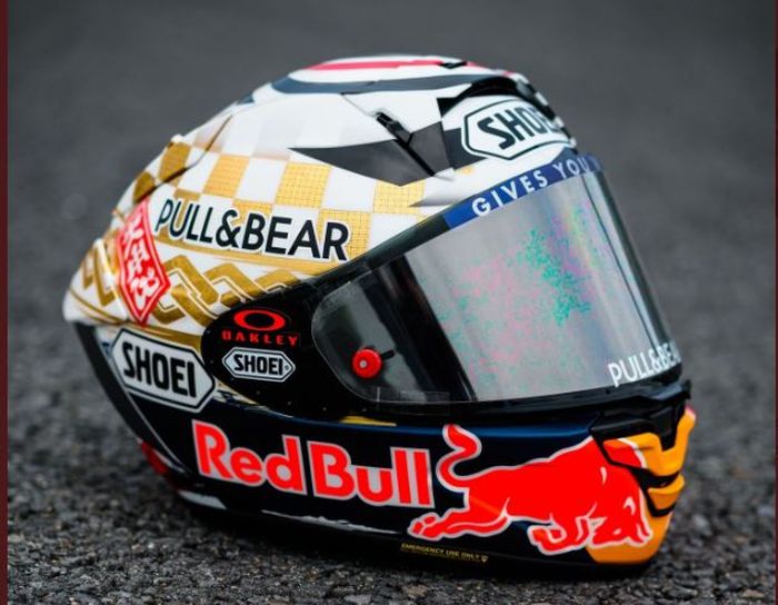 Detail desain helm edisi khusus yang akan digunakan Marc Marquez pada MotoGP Jepang 2022