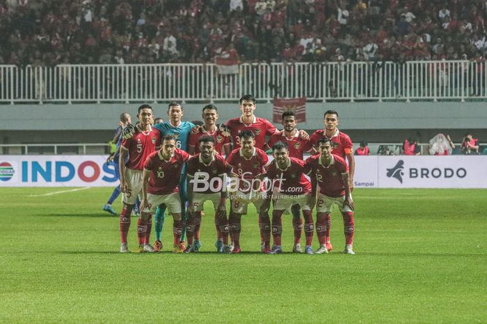 Skuat timnas Indonesia (skuad timnas Indonesia) sedang berfoto bersama di Stadion Pakansari, Bogor, Jawa Barat, 27 September 2022.