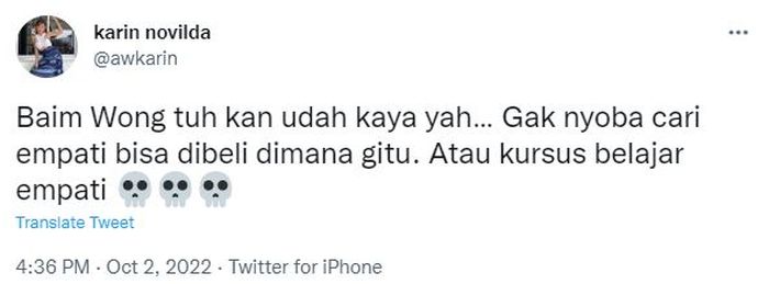 Cuitan Awkarin di Twitter kritik konten prank KDRT Baim Wong dan Paula Verhoeven