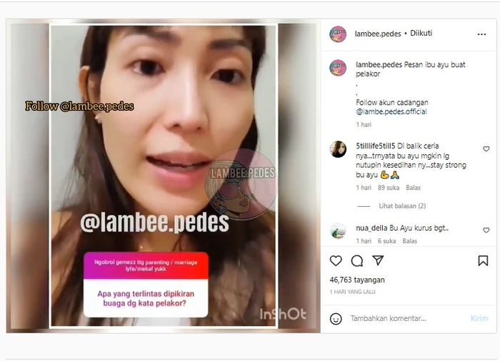 Ayu Dewi tanggapi soal pelakor