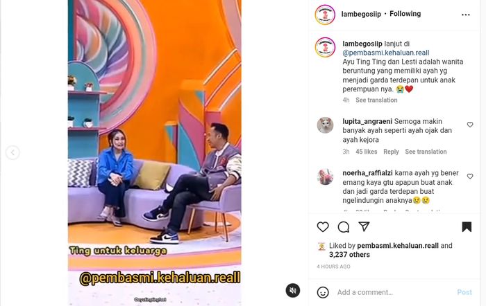 Ayu Ting Ting ungkap Ayah Rozak yang bakal selalu ada untuknya (Instagram/lambegosiip)