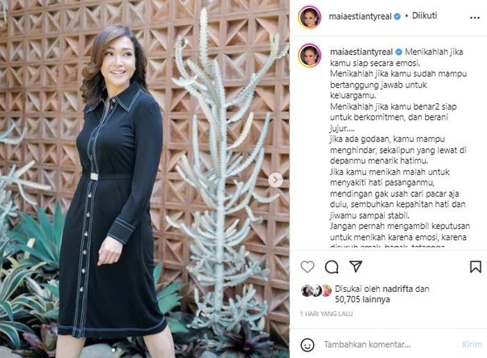 Maia Estianty memberikan petuah terkait pernikahan