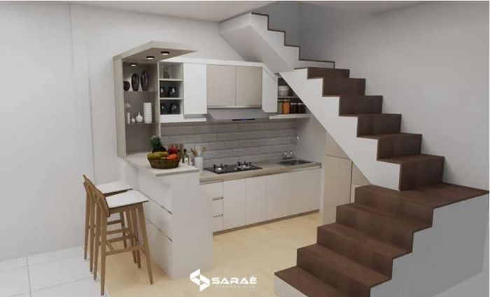 Kuncinya di Bagian Ini, Desain Dapur Kecil di Bawah Tangga Minimalis