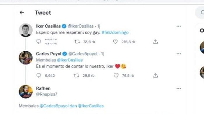 Pengakuran legenda Real Madrid, Iker Casillas adalah seorang gay yang secara mengejutkan direspon oleh legenda Barcelona, Carles Puyol.