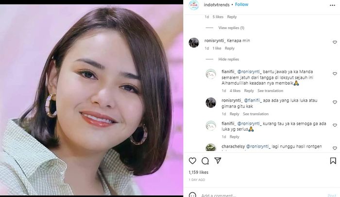 Komentar netizen tentang kondisi Amanda Manopo.