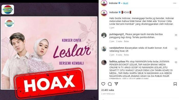 Klarifikasi Indosiar soal konser Leslar.