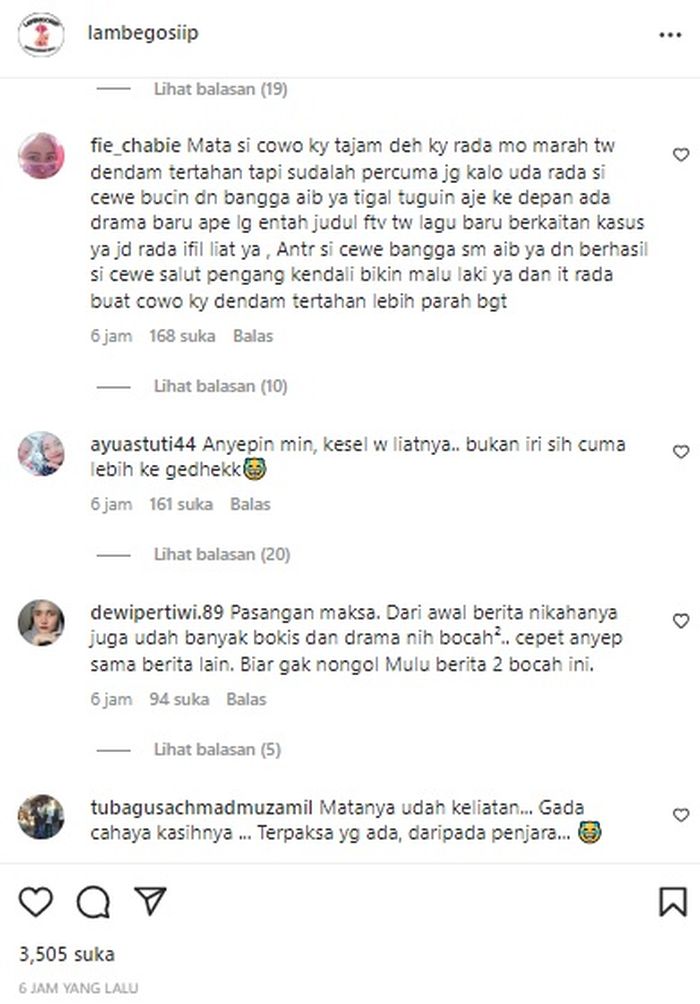 Komentar netizen mengenai raut wajah Rizky Billar saat dipeluk Lesti Kejora