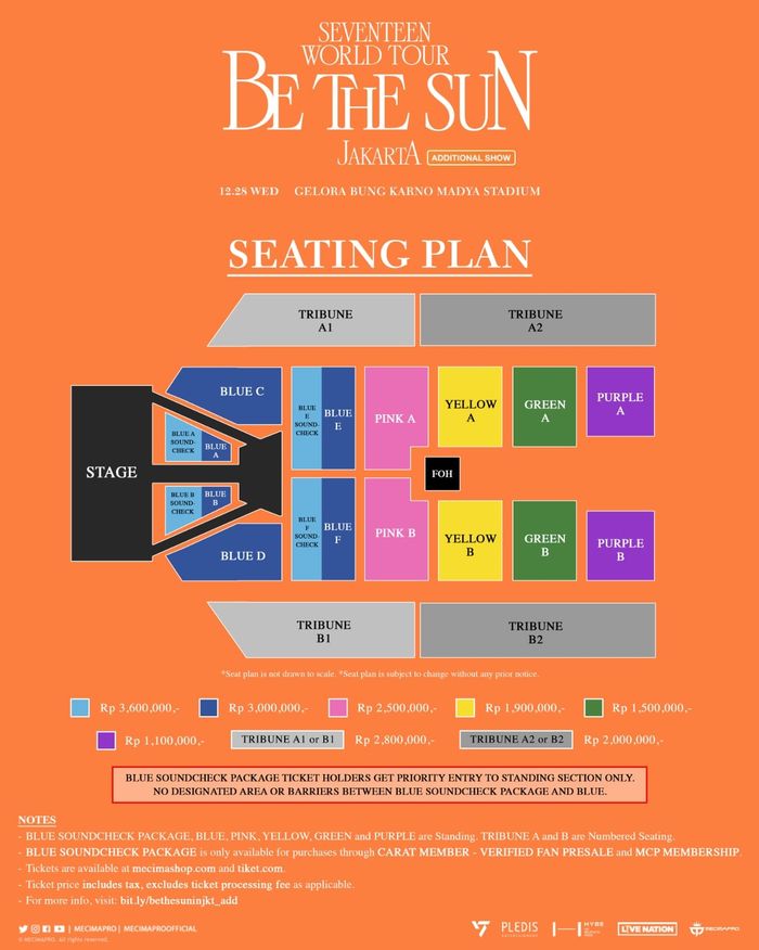 Harga Tiket Konser SEVENTEEN BE THE SUN di Jakarta 28 Desember