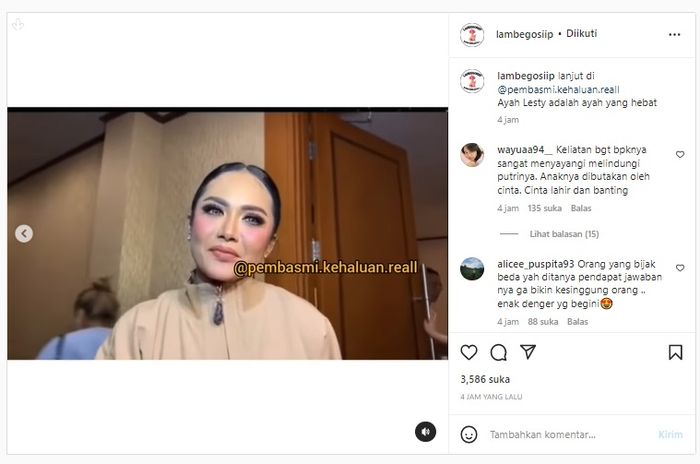 Krisdayanti puji ayah Lesti Kejora.