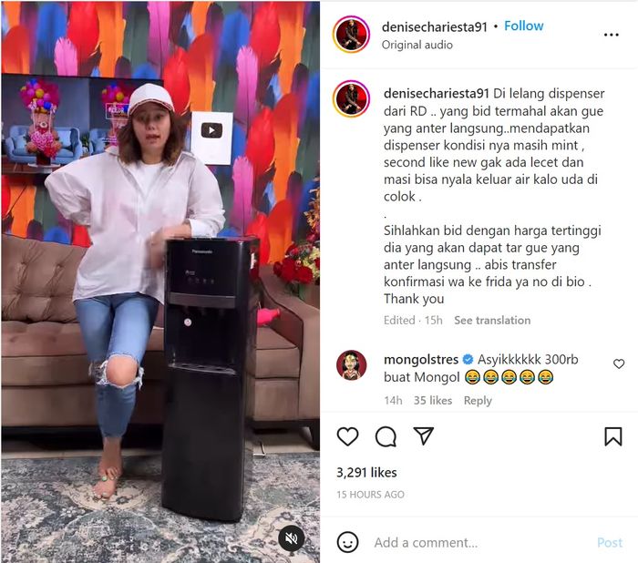 Denise Chariesta lelang dispenser pemberian RD.