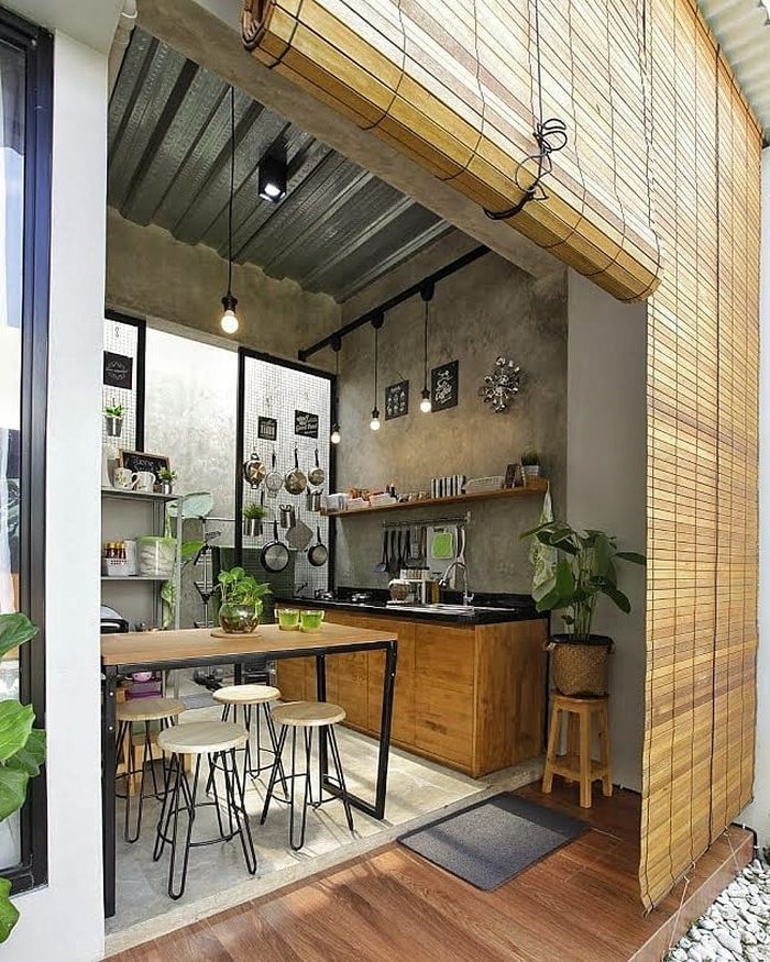 Dekorasinya Penuh Tanaman Segar, Desain Dapur Menyatu dengan Ruang Cuci