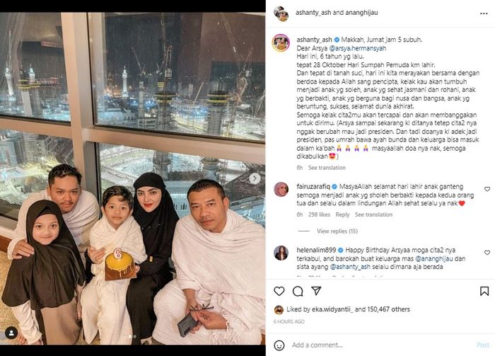 Ulang tahun Arsya ikut dirayakan di Mekah