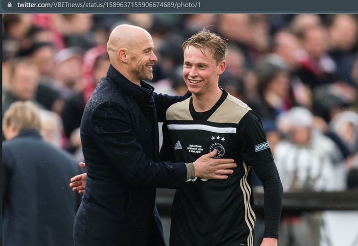 Frenkie de Jong dan Erik ten Hag saat masih sama-sama berada di Ajax Amsterdam.